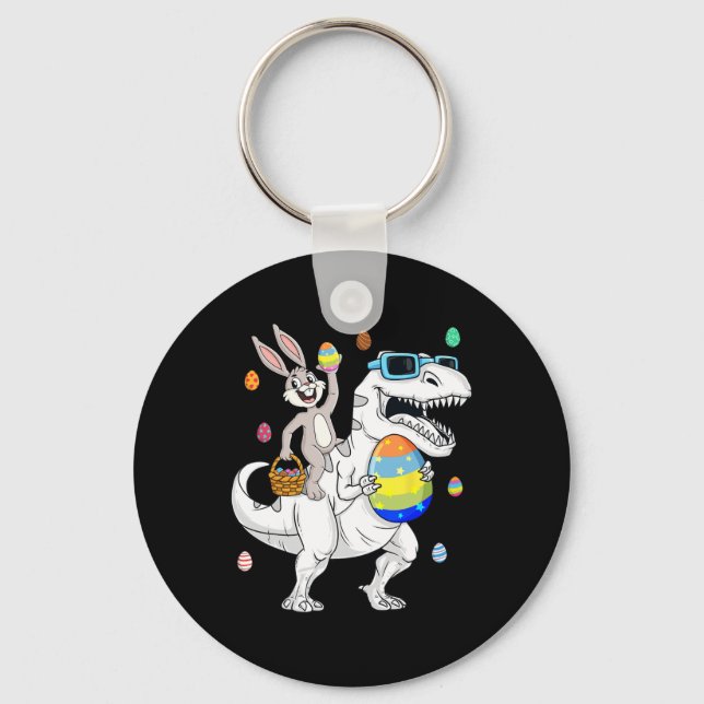Easter Bunny Riding T Rex Dinosaur Fun Eggs Boys G Key Ring (Front)