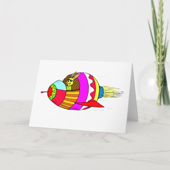 Easter Bunny Rocketeer Holiday Card (Front)