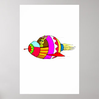 Easter Bunny Rocketeer Poster