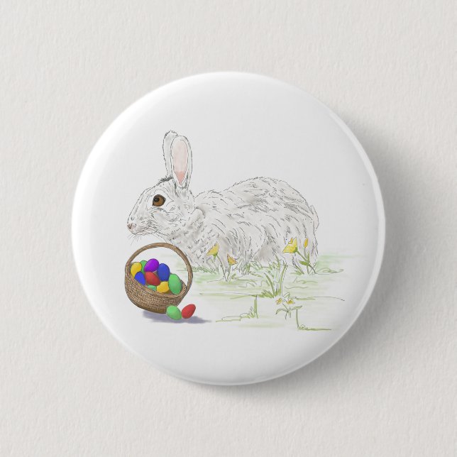 Easter bunny round button (Front)