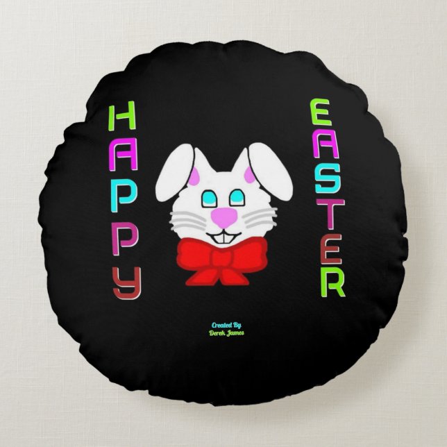Easter Bunny Round Throw Pillow (Front)