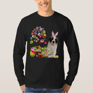 Easter Bunny Saint Bernard Dog Ear Tree Egg Basket T-Shirt