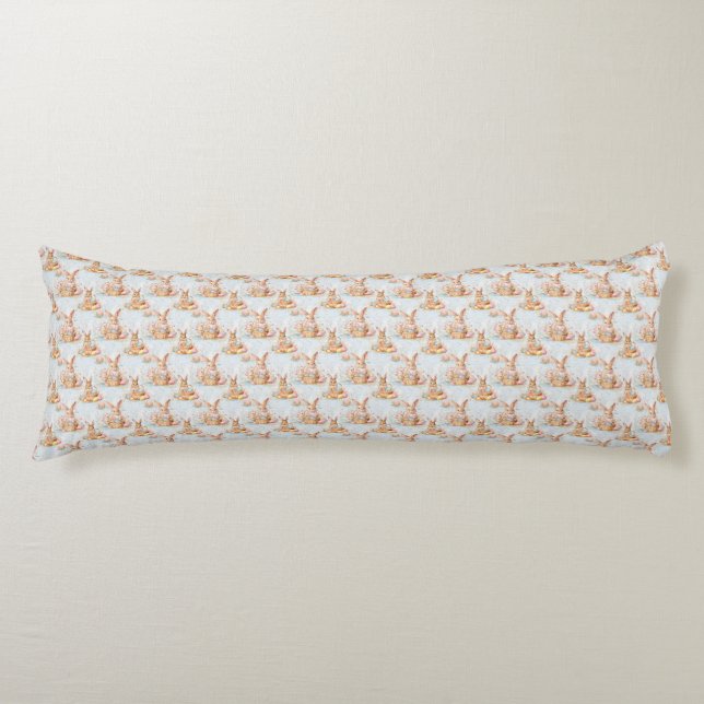 Easter Bunny Seamless Fabric – Pastel Cute Rabbit  Body Cushion (Front)