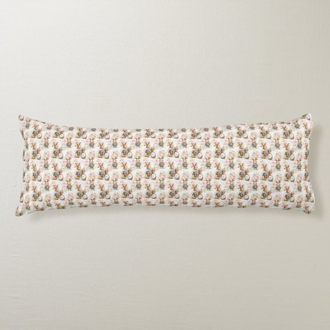 Easter Bunny Seamless Fabric – Pastel Cute Rabbit  Body Cushion (Front)