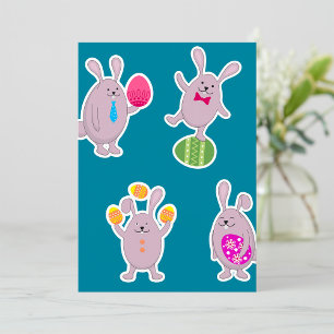 Easter Bunny Set with Colourful Eggs Invitation