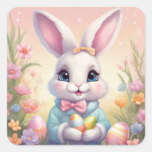 Easter Bunny Sheet of Square Sticker