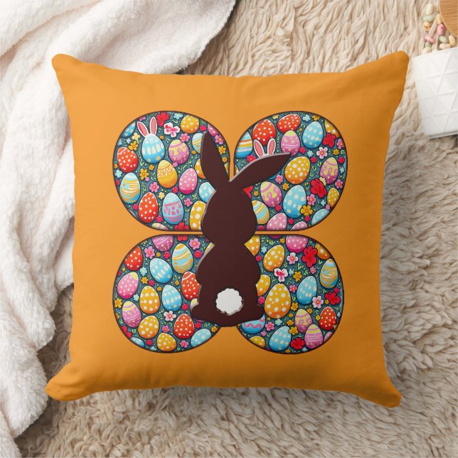 Easter Bunny Silhouette – Colorful Egg - almofada Cushion (Blanket)