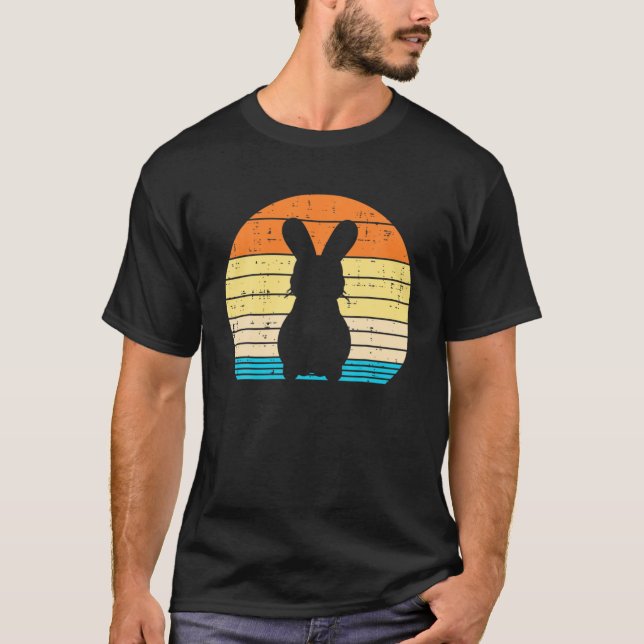 Easter Bunny Silhouette Sunset Retro Rabbit Men T-Shirt (Front)