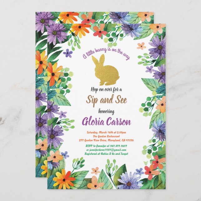 Easter bunny sip and see invitation (Front/Back)