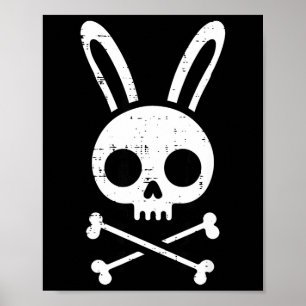 Easter Bunny Skull Cross Bones Rabbit Goth Men Boy Poster