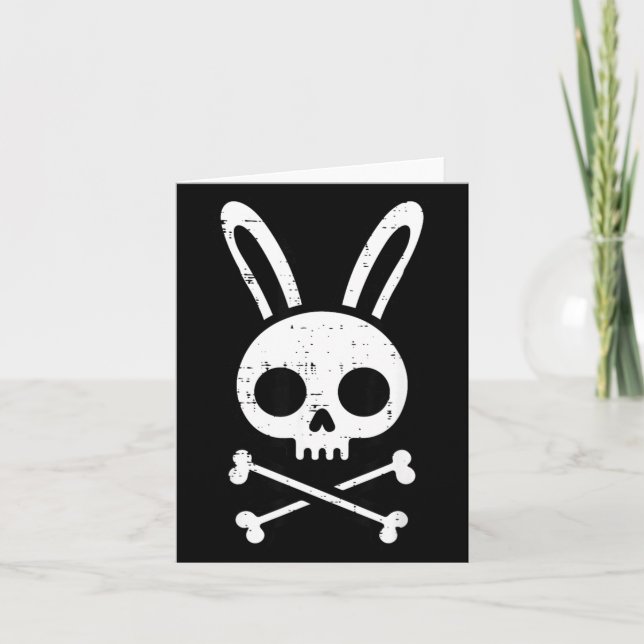 Easter Bunny Skull Cross Bones Rabbit Goth Men Card (Front)