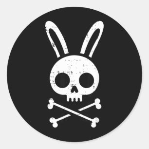 Easter Bunny Skull Cross Bones Rabbit Goth Men Classic Round Sticker