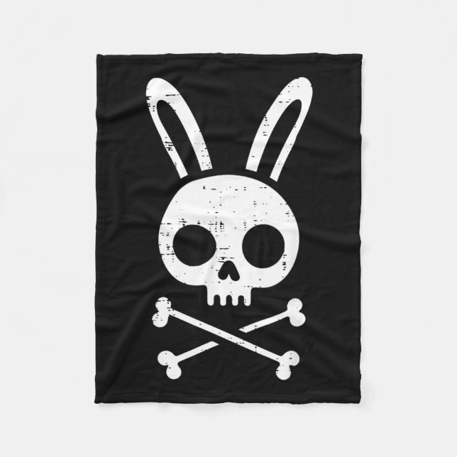 Easter Bunny Skull Cross Bones Rabbit Goth Men Fleece Blanket (Front)