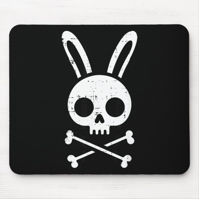 Easter Bunny Skull Cross Bones Rabbit Goth Men Mouse Pad (Front)