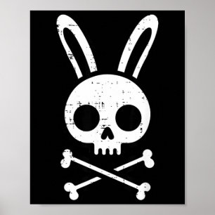 Easter Bunny Skull Cross Bones Rabbit Goth Men Poster