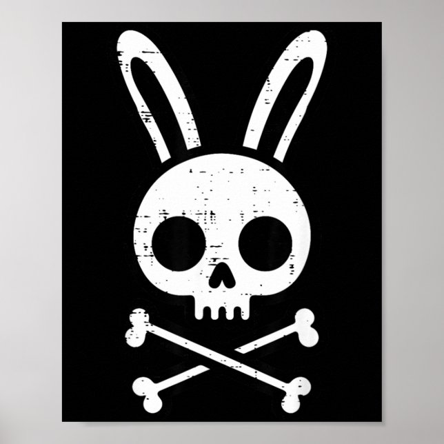 Easter Bunny Skull Cross Bones Rabbit Goth Men Poster (Front)
