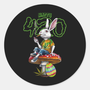 Easter Bunny Smoking Weed Happy Pot Rabbit Classic Round Sticker
