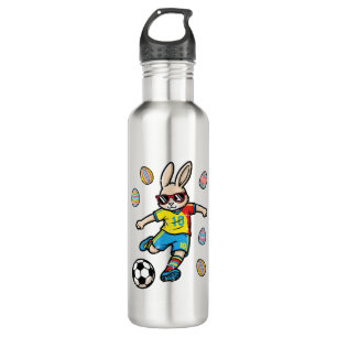 Easter Bunny Soccer Kick Rabbit Football Boys Kids 710 Ml Water Bottle