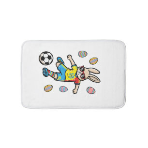 Easter Bunny Soccer Kick Rabbit Football Boys Kids Bath Mat