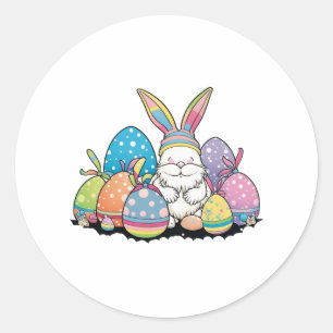 Easter Bunny Spring Cute Gnome Easter Egg Hunting Classic Round Sticker