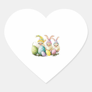 Easter Bunny Spring Cute Gnome Easter Egg Hunting Heart Sticker