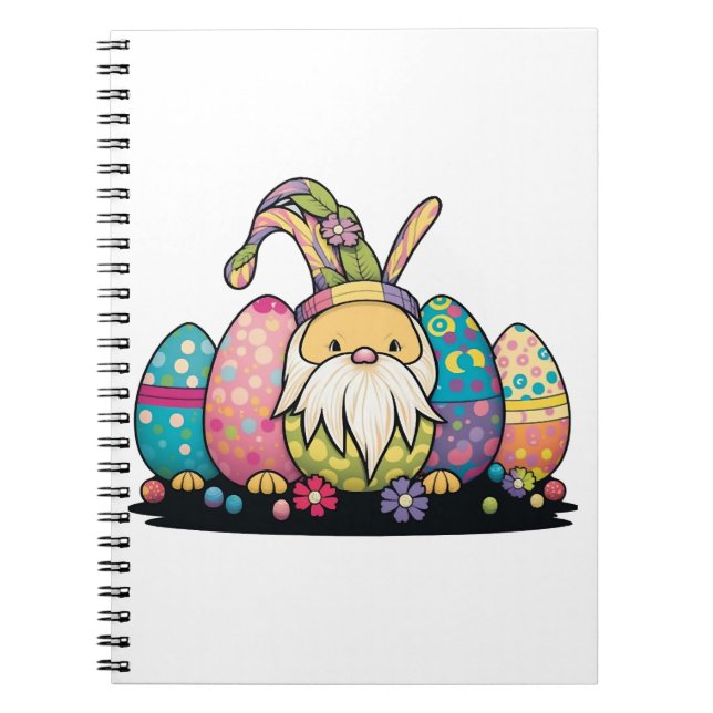 Easter Bunny Spring Cute Gnome Easter Egg Hunting  Notebook (Front)