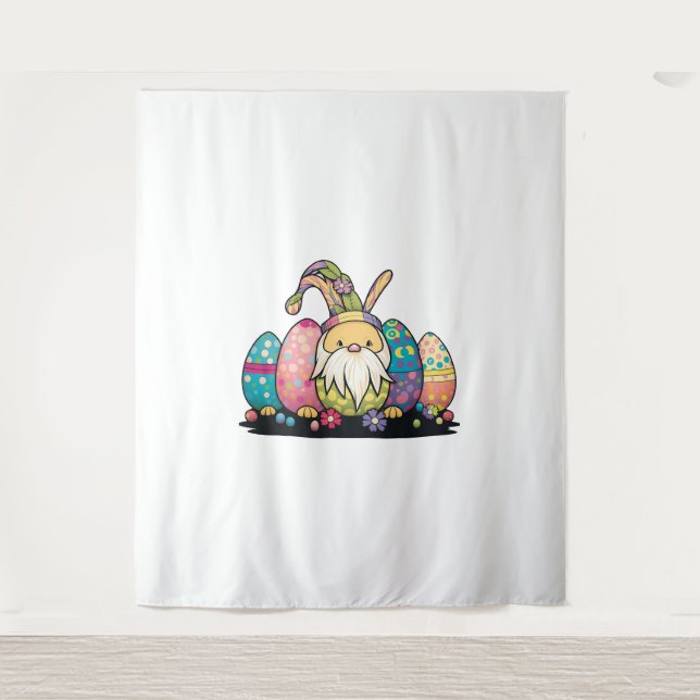Easter Bunny Spring Cute Gnome Easter Egg Hunting  Tapestry (Front)