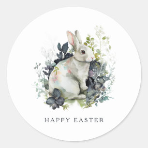 Easter Bunny Spring Floral Watercolor Personalised Classic Round Sticker