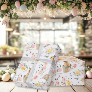 Easter Bunny Spring Floral Wrapping Paper