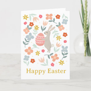 Easter Bunny & Spring Flowers Note Card