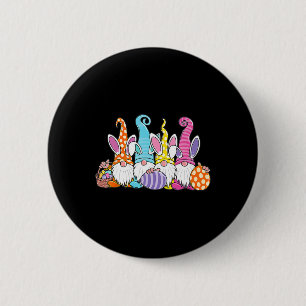 Easter Bunny Spring Gnome Easter Egg Hunting And B 6 Cm Round Badge