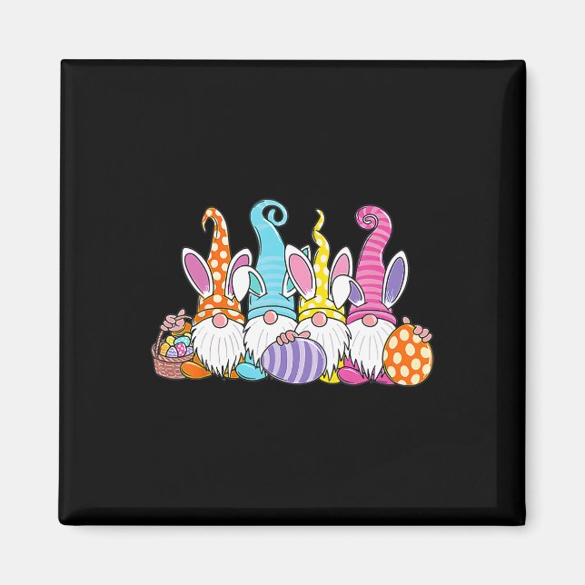 Easter Bunny Spring Gnome Easter Egg Hunting And B Magnet (Front)