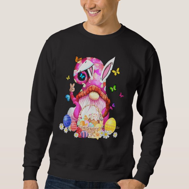 Easter Bunny Spring Gnome Easter Egg Hunting And B Sweatshirt (Front)