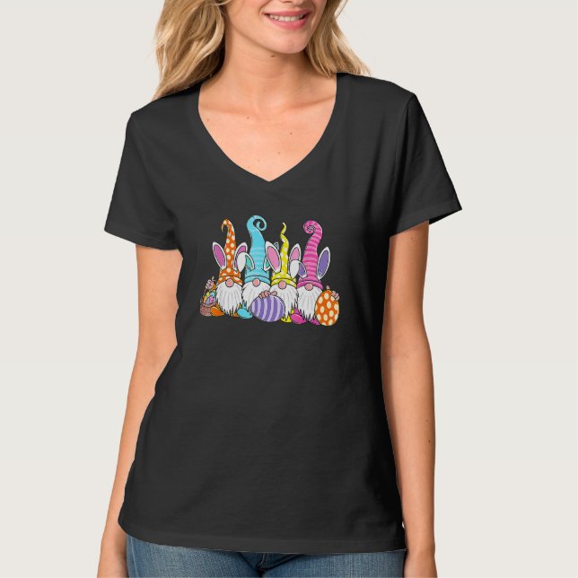 Easter Bunny Spring Gnome Easter Egg Hunting And B T-Shirt (Front)