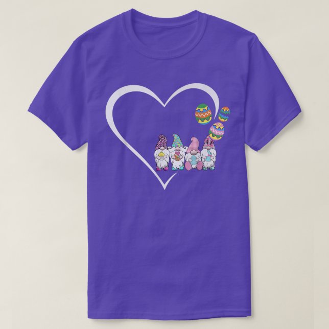 Easter Bunny Spring Gnome Heart Easter Eggs Huntin T-Shirt (Design Front)