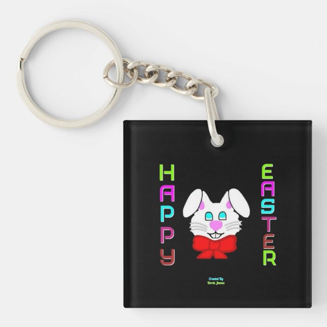 Easter Bunny Square Key Chain (Front)