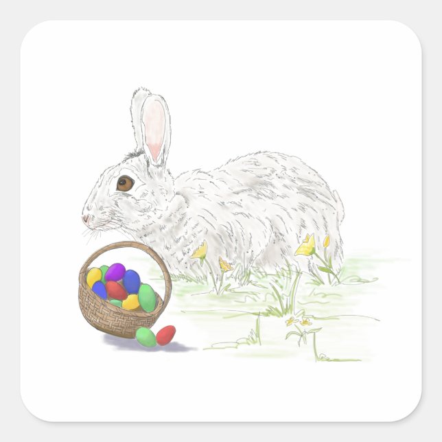 Easter bunny square stickers (Front)
