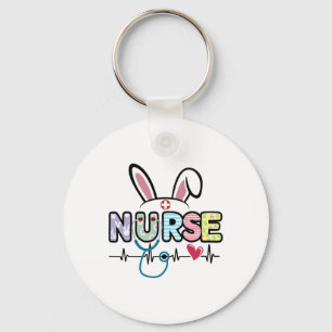 Easter Bunny Stethoscope Heartbeat Medical Nurse D Key Ring