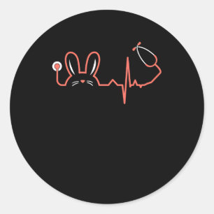 Easter Bunny Stethoscope Nurse Doctor Rabbit Scrub Classic Round Sticker