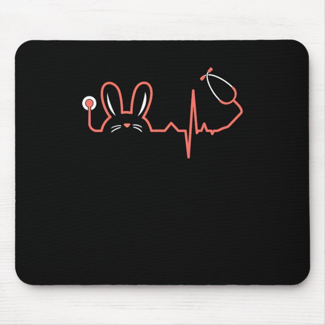 Easter Bunny Stethoscope Nurse Doctor Rabbit Scrub Mouse Pad (Front)