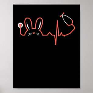 Easter Bunny Stethoscope Nurse Doctor Rabbit Scrub Poster