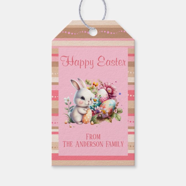 Easter Bunny Striped  Gift Tags (Front)