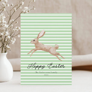 Easter Bunny Striped  Holiday Card