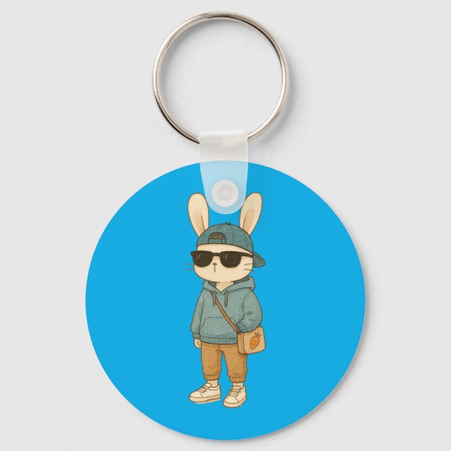 Easter Bunny Sungles Cute Cool Rabbit Spring Boys Key Ring (Front)