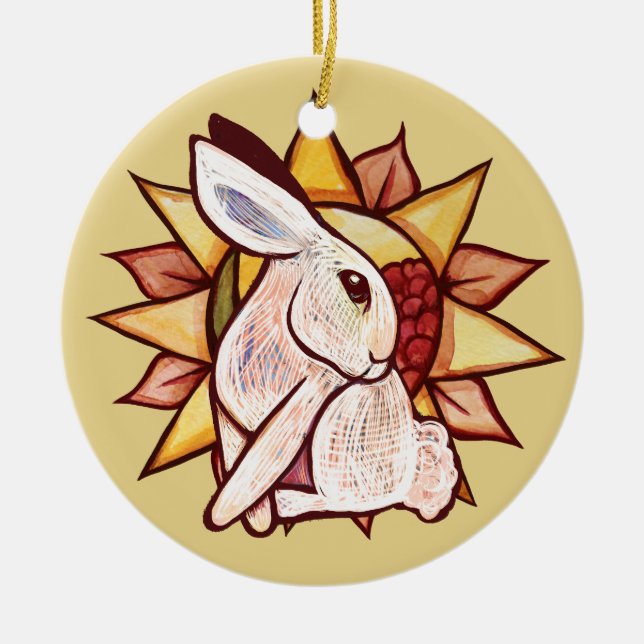 Easter Bunny Sunshine Spring Ceramic Tree Decoration (Front)