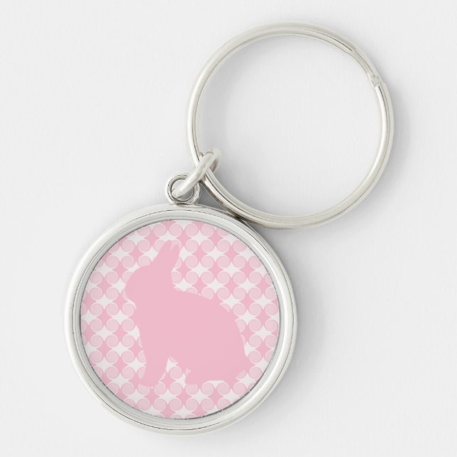 Easter Bunny Swirls Keychain, Light Pink Key Ring (Front)