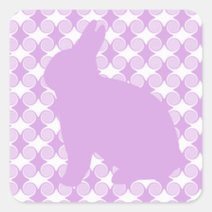 Easter Bunny Swirls Square Stickers, Lavender Sticker
