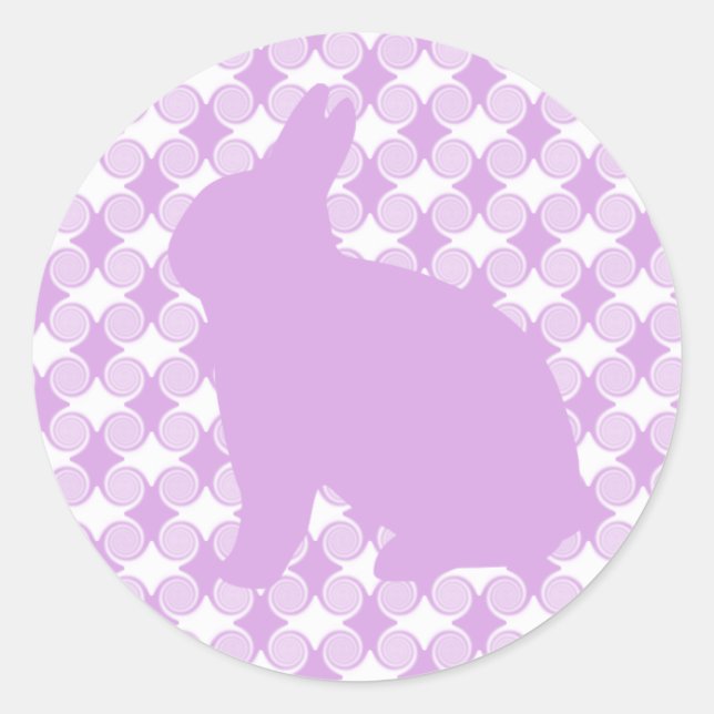 Easter Bunny Swirls Stickers, Lavender Classic Round Sticker (Front)