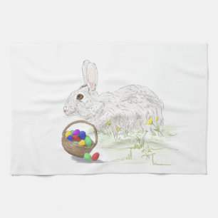 Easter bunny tea towel