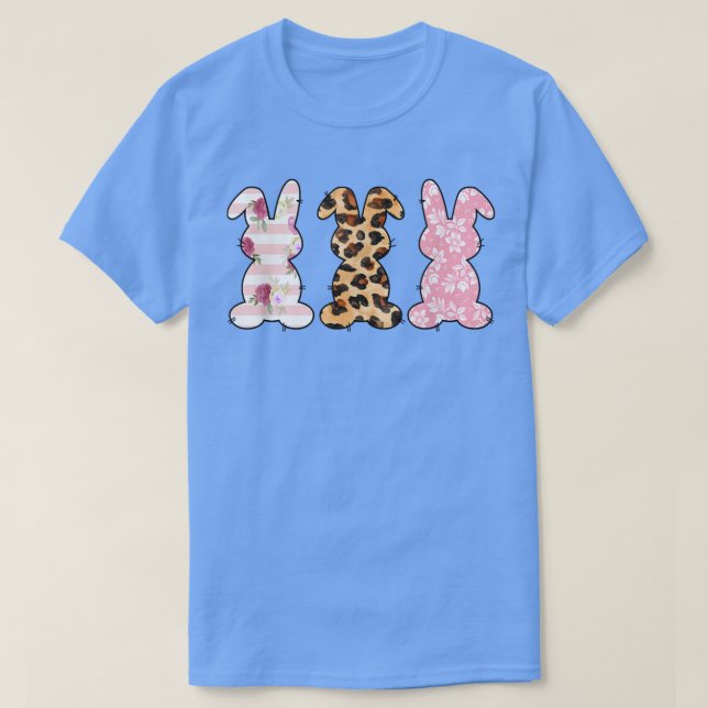 Easter Bunny Trio  Rabbit Leopard Matching Cute  T-Shirt (Design Front)